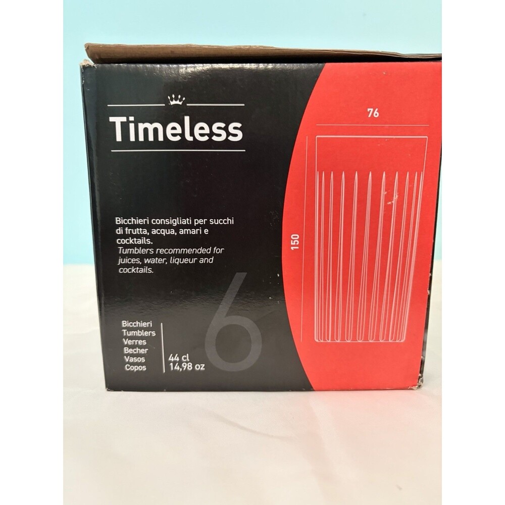 Set of 6–RCR Timeless Luxion Crystal Tumblers Glasses 14.98 OZ ITALY NEW In Box - Picture 8 of 9
